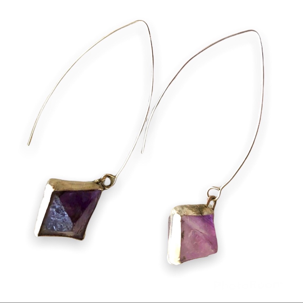 Rainbow Fluorite Sterling Silver Threader Earrings - image 1